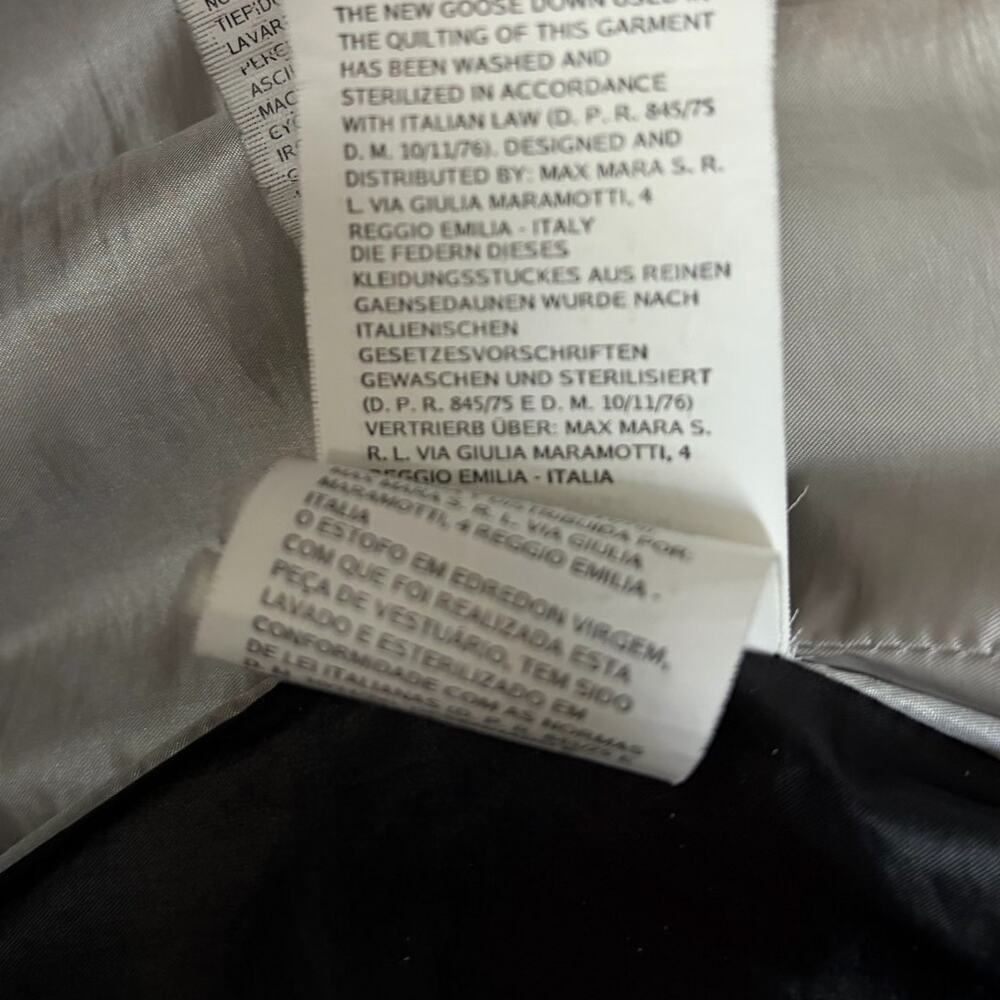 Max Mara Studio Hooded Quilted Goose Down Puffer Jacket Coat Black 8 NO BELT - Picture 12 of 14